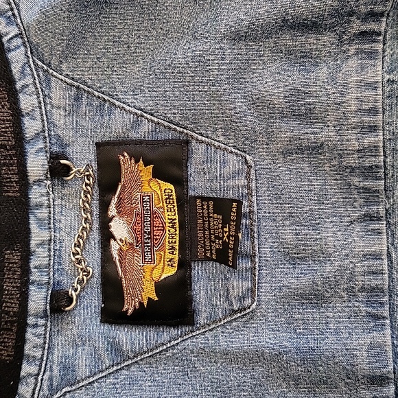 HARLEY-DAVIDSON WOMEN'S LONG SLEEVE DENIM SHIRT - Picture 7 of 8